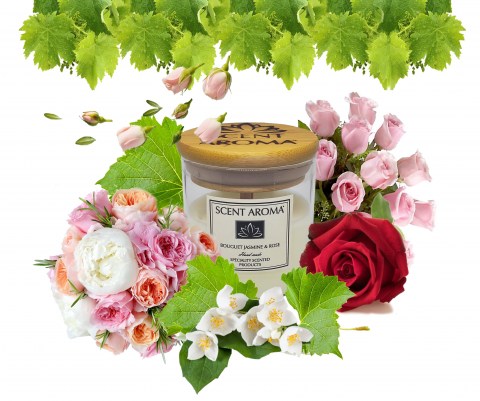 Αρωματικό Κερί Χώρου Σόγιας Bouquet, Honeysuckle & Jasmine Rose (Μπουκέτο, Αγιόκλημαμα, Γιασεμί με Τριαντάφυλλο) 90gr / 20 Ώρες Καύσης